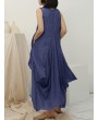 Irregular Sleeveless Solid Color Vintage Dress For Women