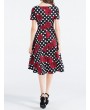 Vintage Women Polka Dots Floral Printed Hepburn Style Dresses