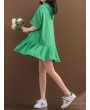 Solid Pleated Loose Hooded Half Sleeve Women Casual Dresses