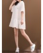 Solid Pleated Loose Hooded Half Sleeve Women Casual Dresses