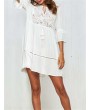 Boho Hollow Out O-Neck White Casual Dresses