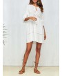 Boho Hollow Out O-Neck White Casual Dresses