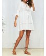 Boho Hollow Out O-Neck White Casual Dresses