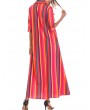 Front Button Fly Striped Pocket Casual Dresses