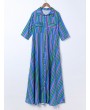 Front Button Fly Striped Pocket Casual Dresses