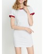 Casual Patchwork Split Short Sleeve O-neck Mini Dress For Women