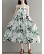 Flowy Ink Print Spaghetti Strap Loose O-neck Maxi Dress For Women