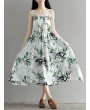 Flowy Ink Print Spaghetti Strap Loose O-neck Maxi Dress For Women