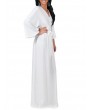 Solid Color Long Sleeve V-neck Maxi Dress