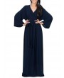 Solid Color Long Sleeve V-neck Maxi Dress