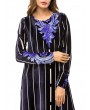 Muslim Velvet Striped Print Long Sleeve Long Dress