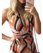 Sexy Geometric Lace-up Sleeveless Maxi Dress