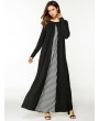 Women Long Sleeve Patchwork Loose O-Neck Long Maxi Dresses