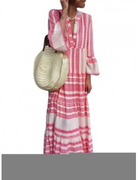 Bohemian Stripe Patchwork Maxi Dress For Women