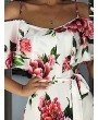 Summer Print Floral Off Shoulder Straps Maxi Dress