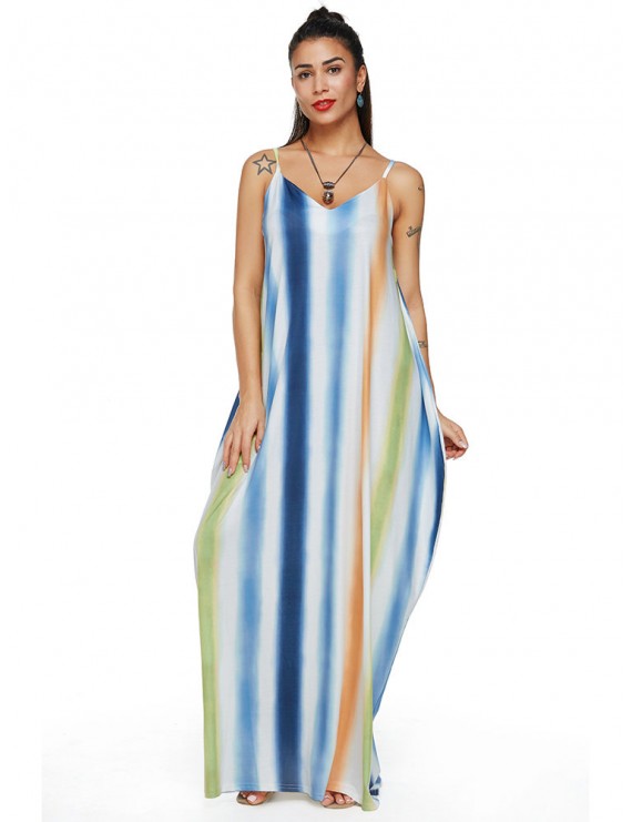 Bohemian Printed Spaghetti Strap Maxi Dresses