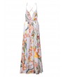 Sexy Floral Print Backless Camisole Splited Maxi Dresses