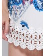 Women Boho V-neck Floral Print Hollow Lace Dress