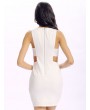 Women Sexy V-neck Bodycon Sleeveless Solid Color Mini Dress