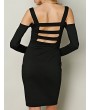 Sexy Cold Shoulder Backless Long Sleeve Women Dress