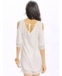 Women Casual Crochet lace Off Shoulder O-neck Half Sleeve Loose Mini Dress