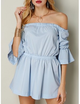 Sexy Off-shoulder Flouncing Horn Sleeve Women Mini Dress