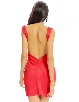 Women Sexy Bodycon Backless Sleeveless O-neck Mini Dress