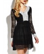 Sexy Lace See-through V-neck Long Sleeve Mini Dress For Women